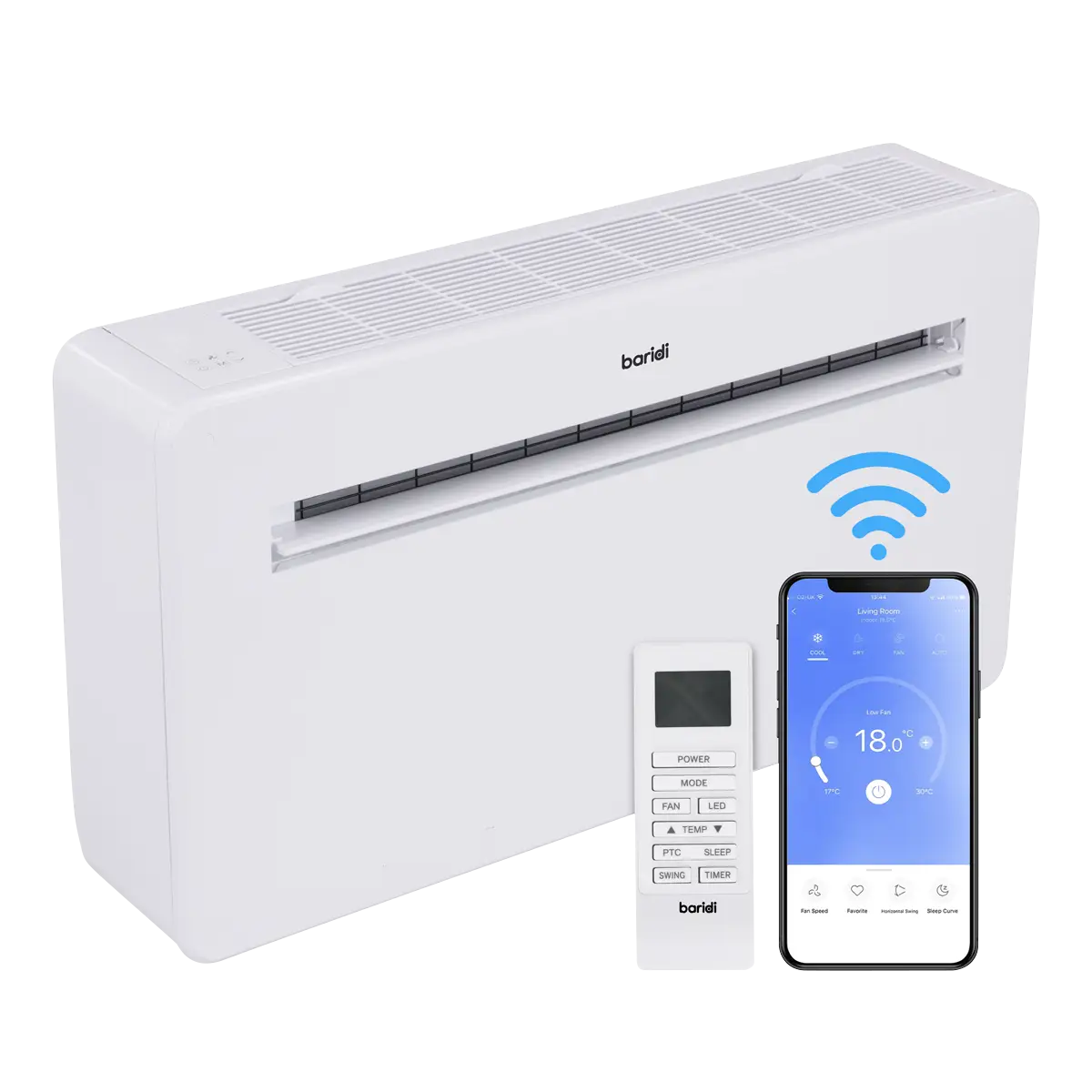 Baridi 4-in-1 Smart Monobloc Wall-Mounting Air Conditioning Unit 12,000Btu/hr - White [DH433]