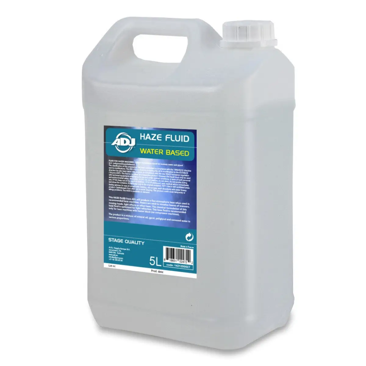 ADJ Haze Fluid Water Based 5 Litre (Shipped in 4's) - ADJ1421200027