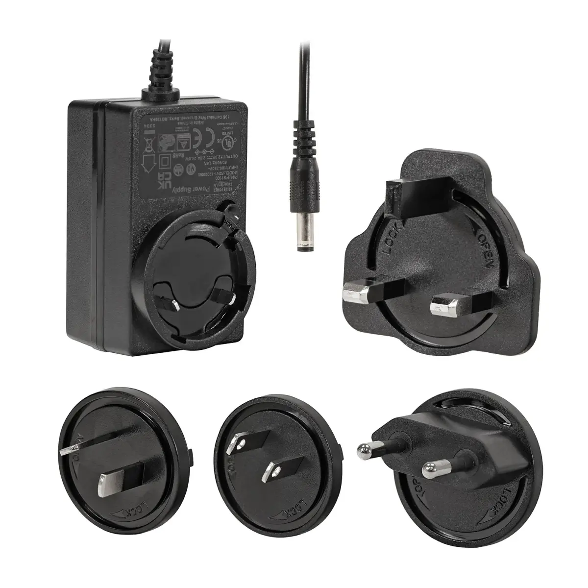 Universal 12V DC 2A Power Supply (UK EU US AU) - BOTE74