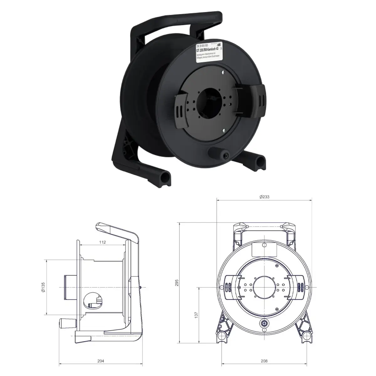 Empty Cable Reel with Auxiliary Winder GT235.RM - CABL1301