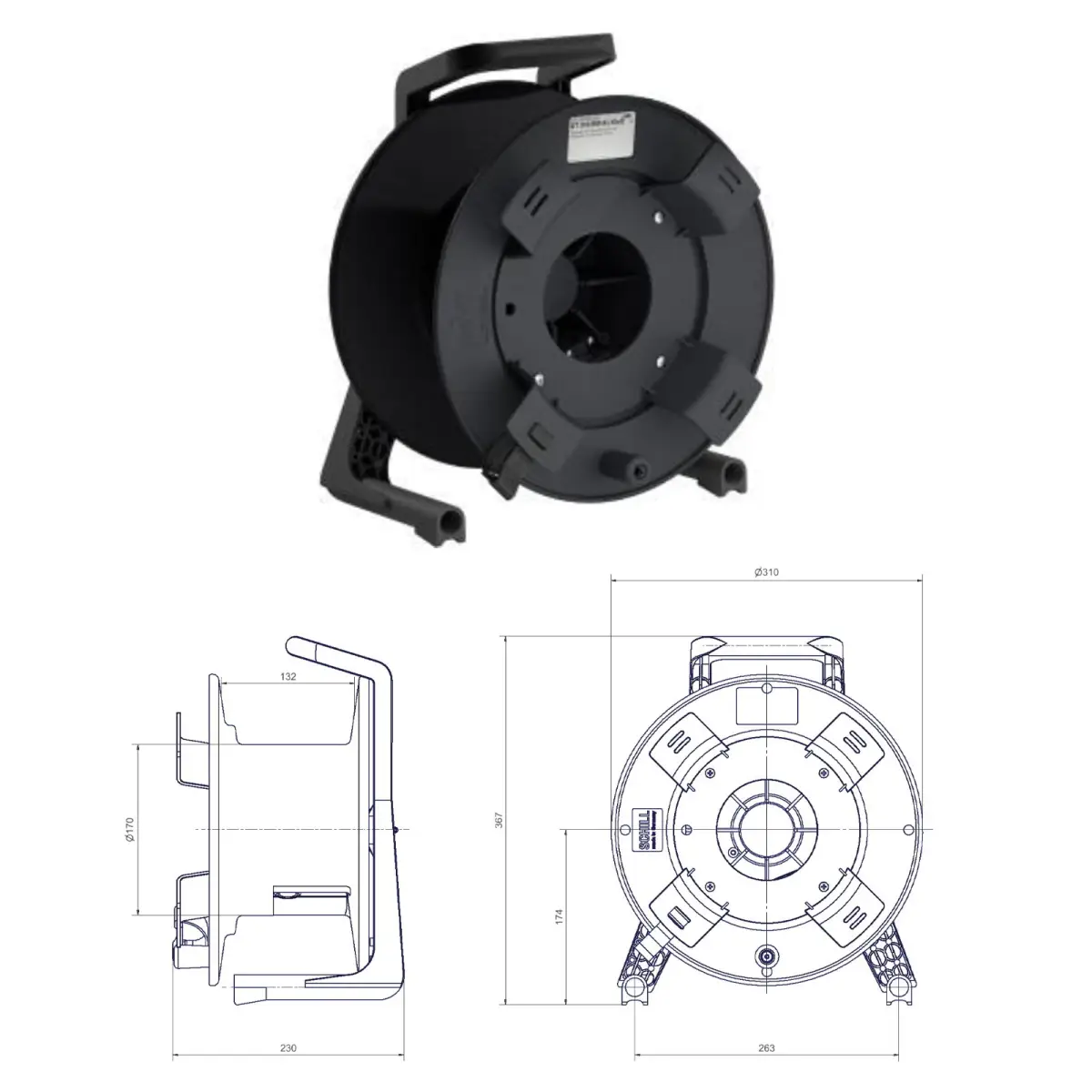 Empty Cable Reel with Auxiliary Winder GT310.RM - CABL1303