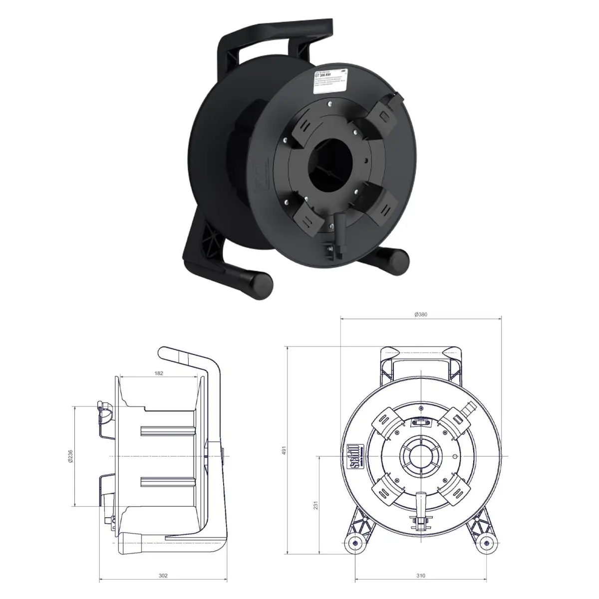 Empty Cable Reel with Auxiliary Winder GT380.RM - CABL1305
