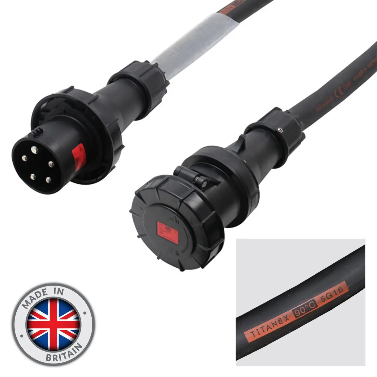 2m 63A Male - 63A Female 3PH 16mm 5C Cable - CABL302