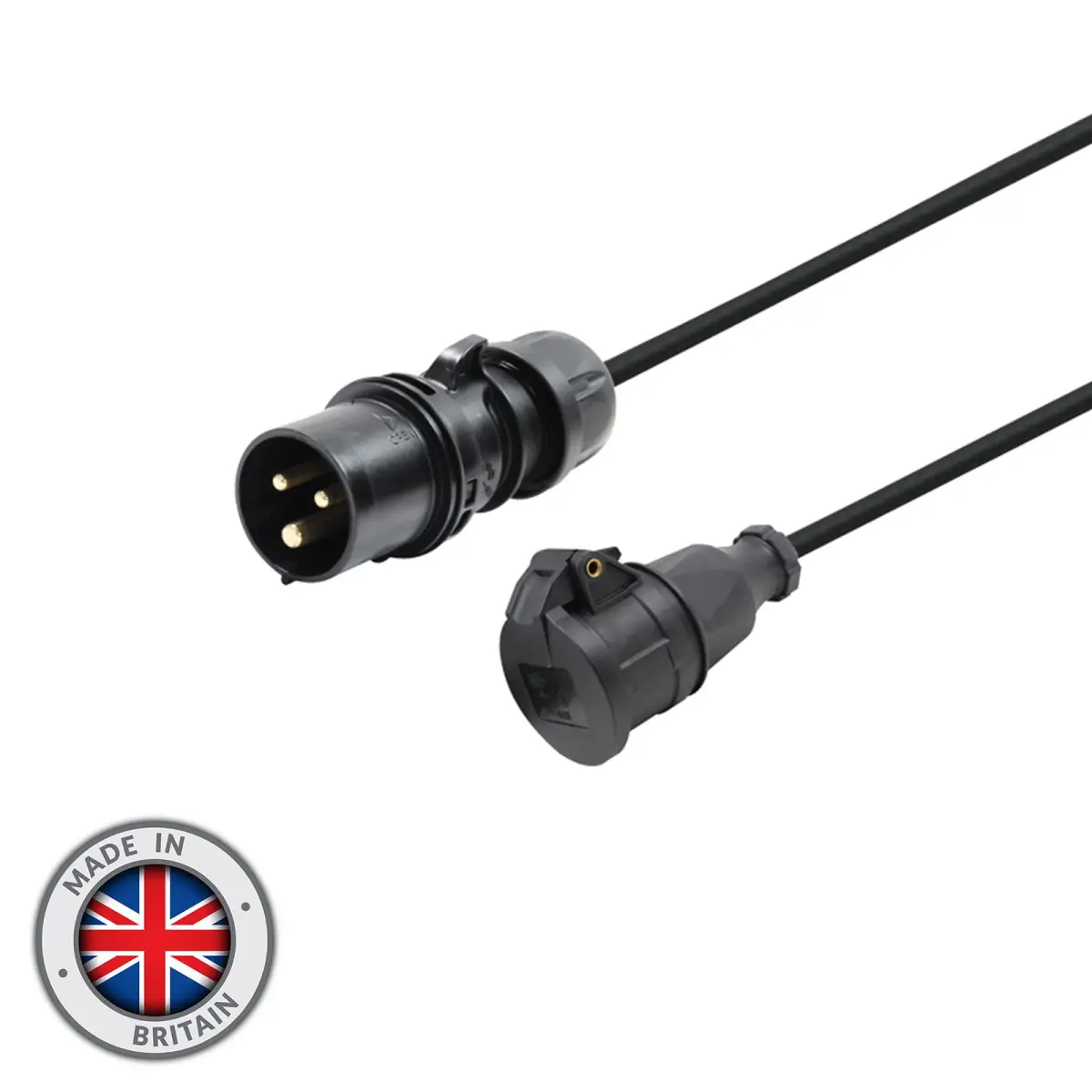 1m PCE 16A Black Plug to Schuko Socket Cable - CABL343