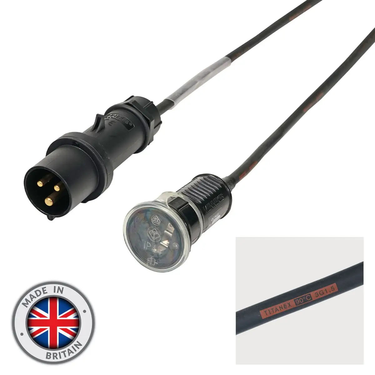 1m Mennekes Black 16A Plug to Schuko Socket Cable - CABL343M