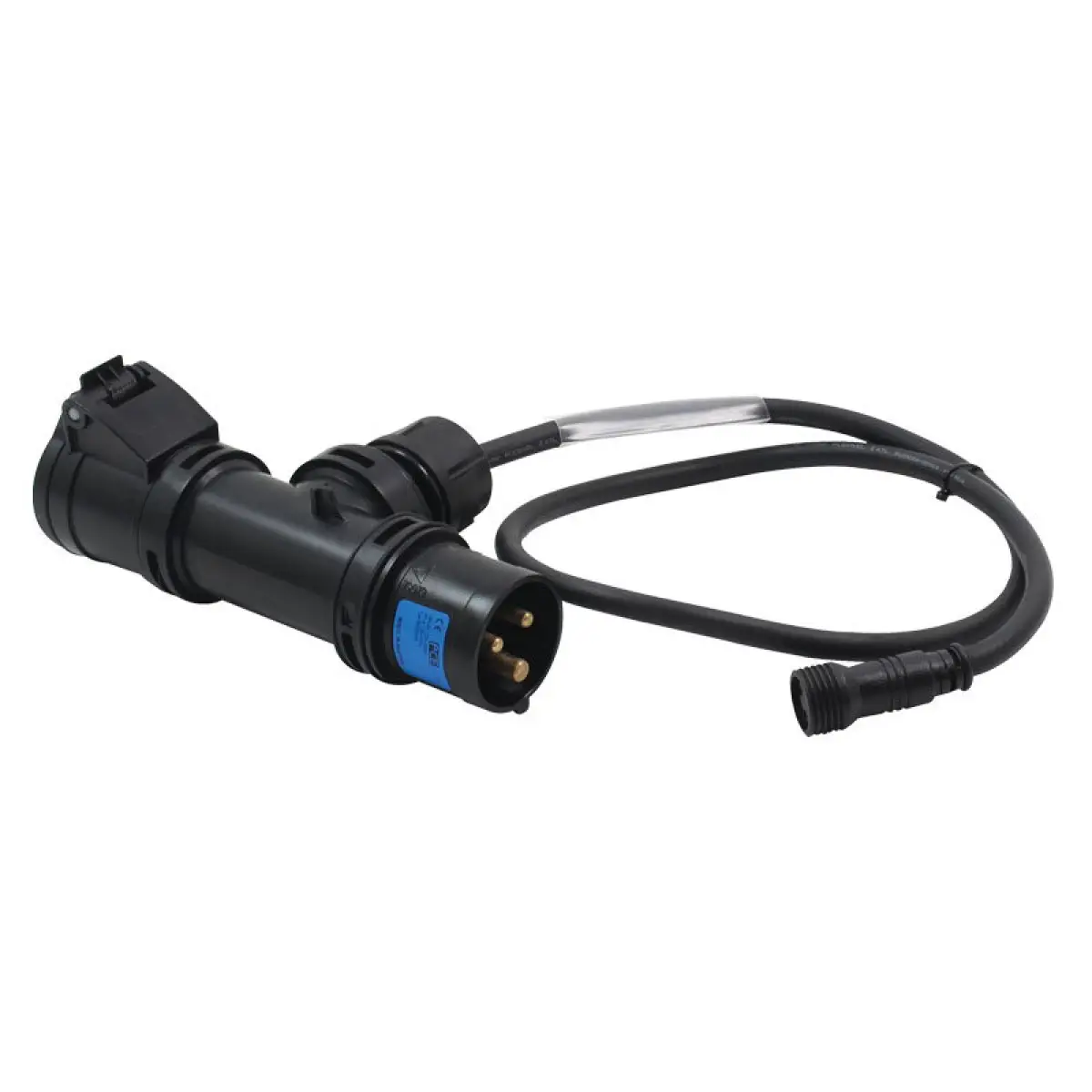 0.75m PCE 16A Black T-Connect to LEDJ Hydralock IP Socket Cable - CABL345