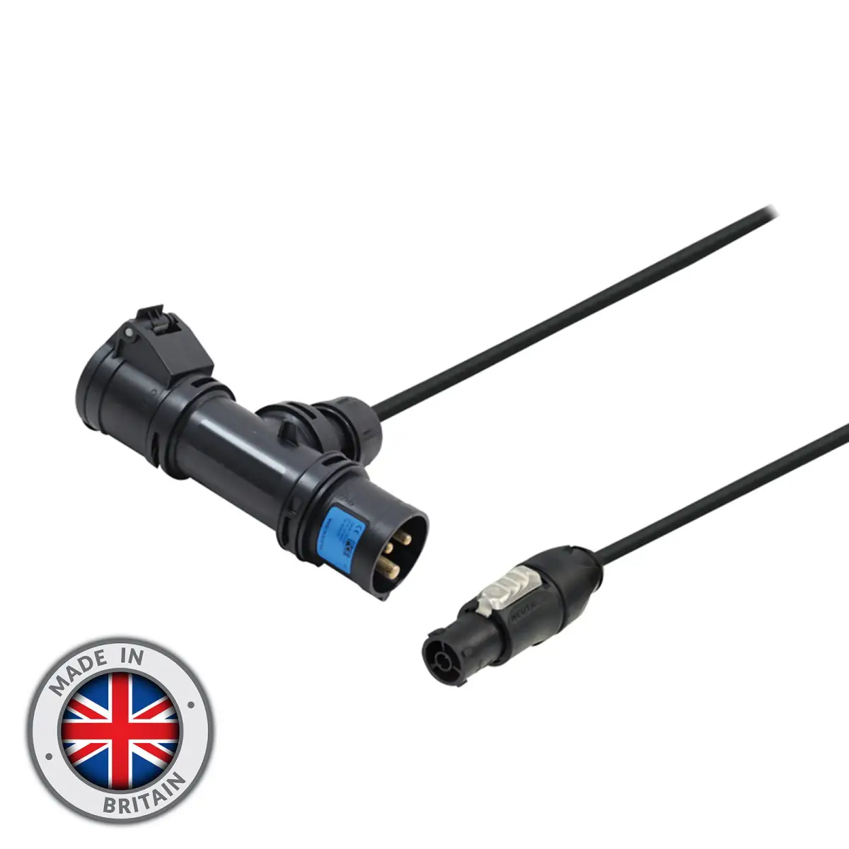 2m PCE 16A Black T-Connect to powerCON TRUE1 TOP Cable - CABL346