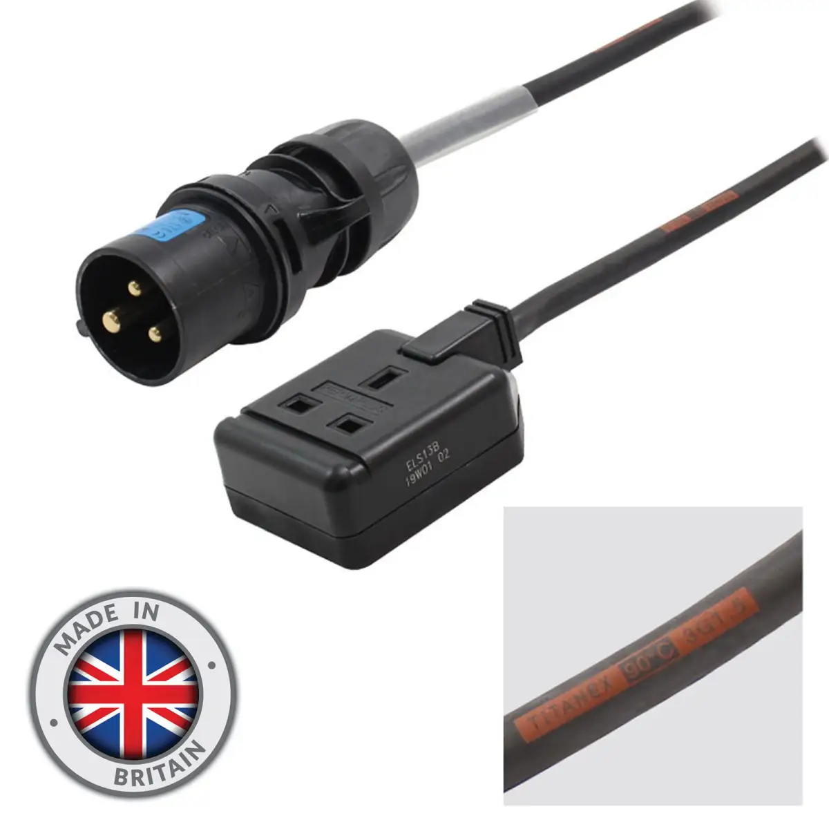 0.35m 16A Plug to 13A Socket Cable - CABL368