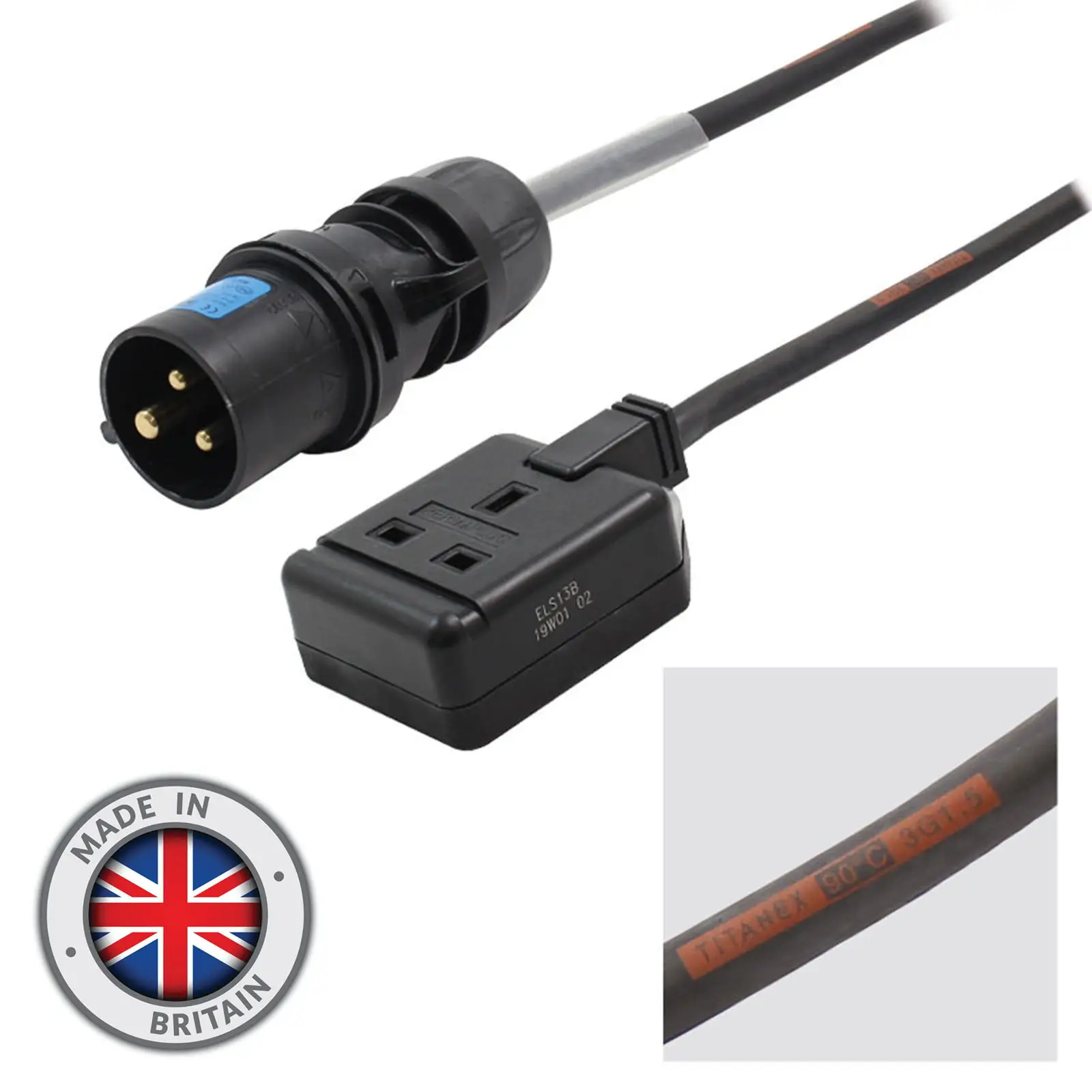 0.35m 16A Plug to 13A Socket Cable - CABL368