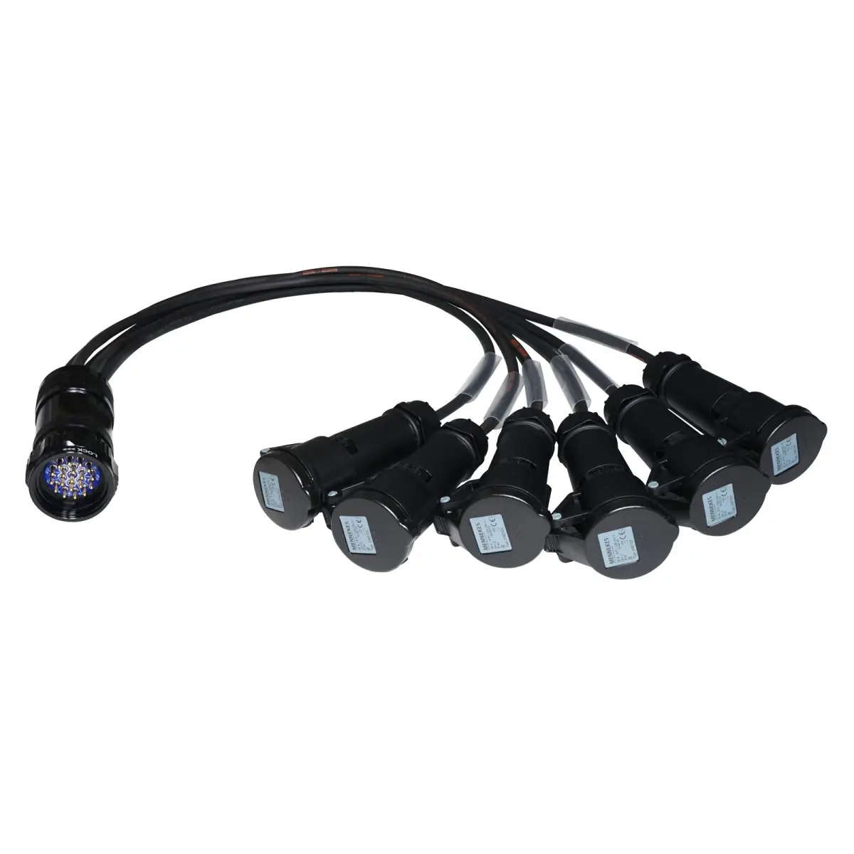 Socapex 19-Pin Male - 16A Mennekes Female 1.5mm Fan-Out Cable - CABL464M