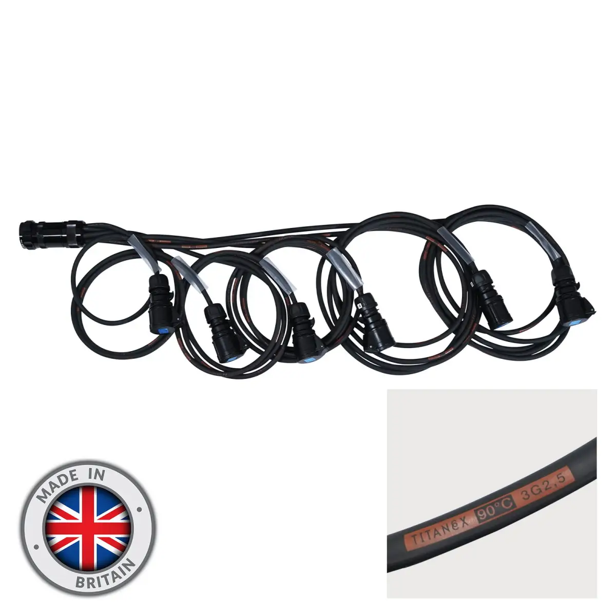 Socapex 19-Pin Male - 16A Female 2.5mm Staggered Fan-Out Cable - CABL465B