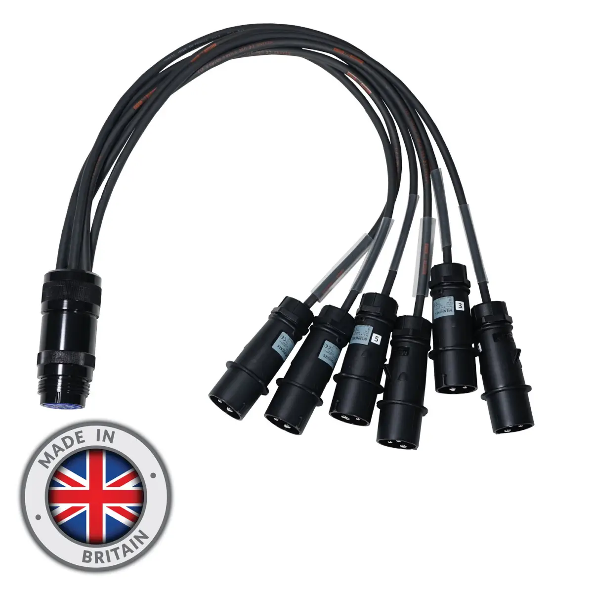 16A Mennekes Male - Socapex 19-Pin Female 1.5mm Fan-In Cable - CABL466M