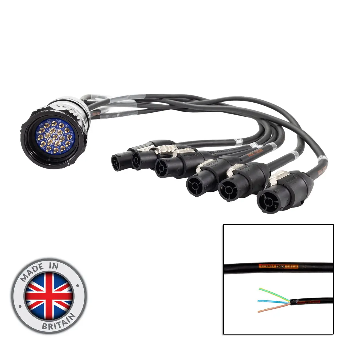 Socapex 19-Pin Male - powerCON TRUE1 1.5mm Fan-Out Cable - CABL472