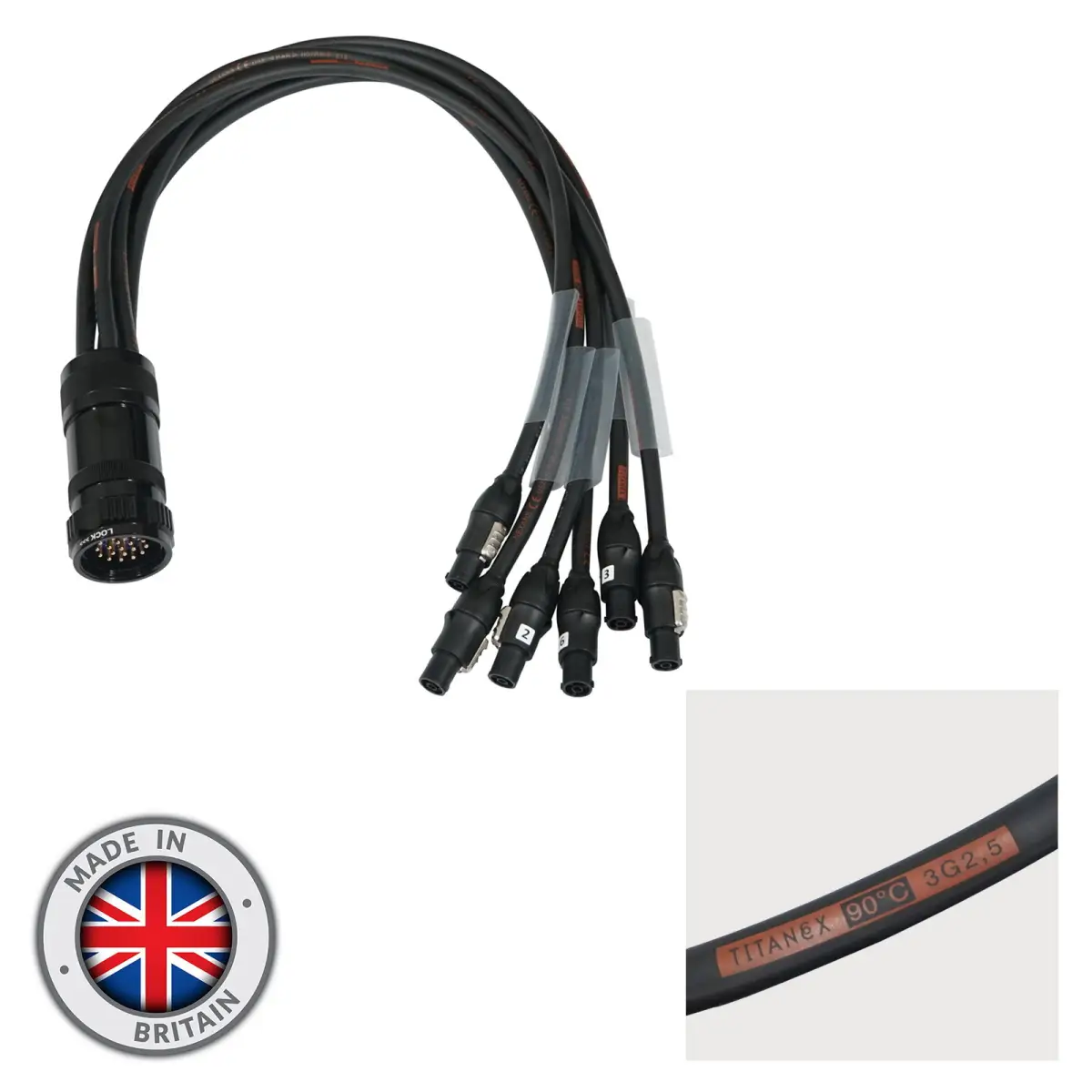 Socapex 19-Pin Male – powerCON TRUE1 2.5mm Fan-Out Cable - CABL472A