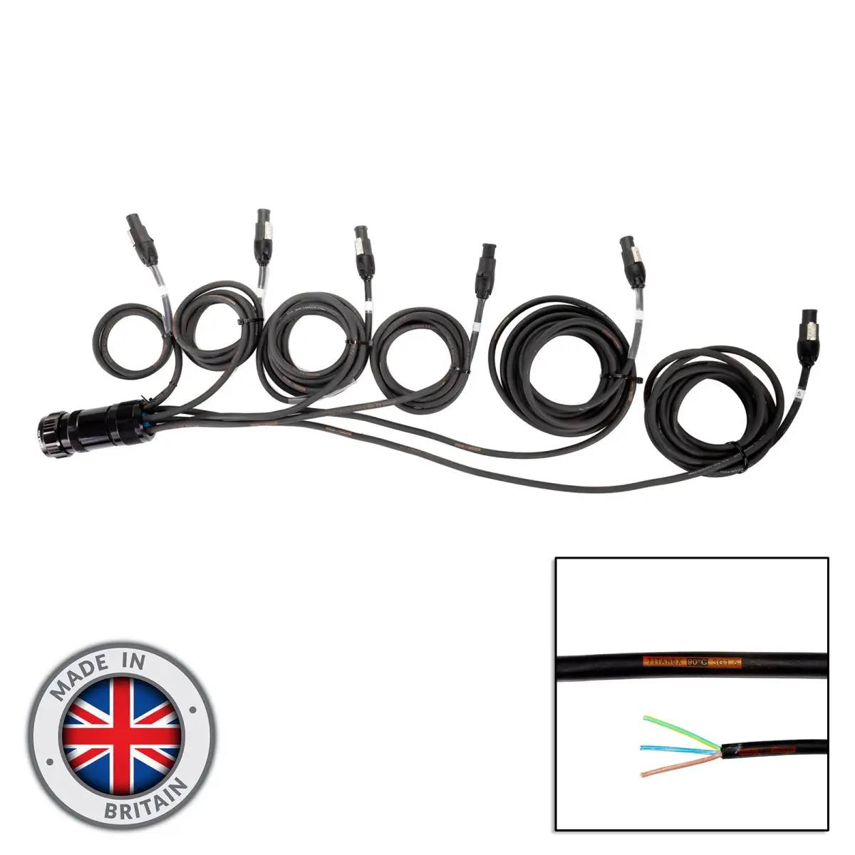 Socapex 19-Pin Male - powerCON TRUE1 1.5mm Staggered Fan-Out Cable - CABL472B
