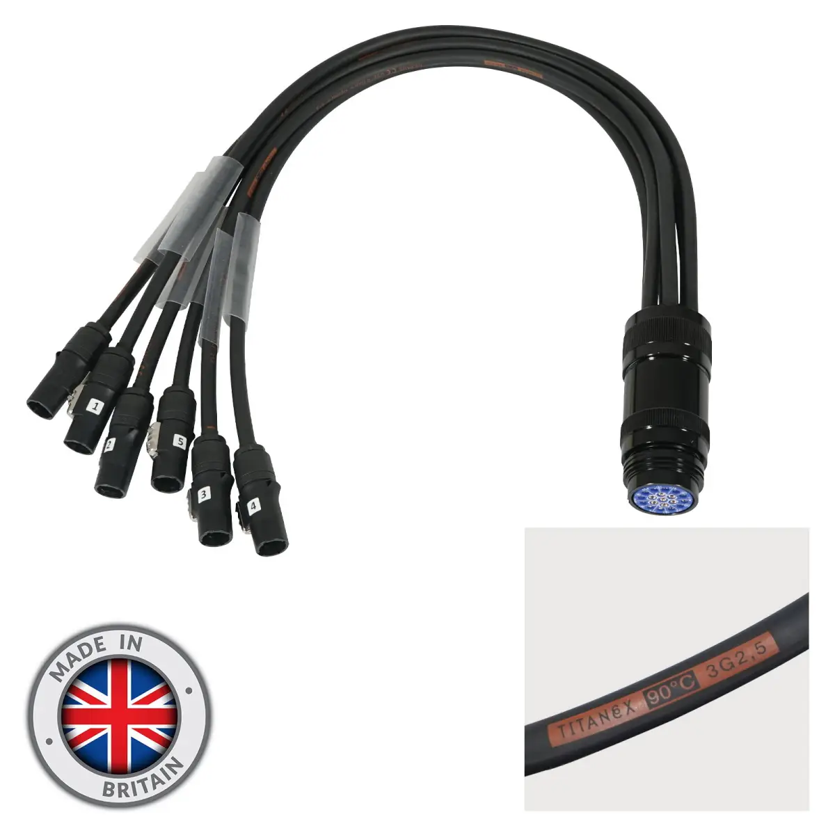 powerCON TRUE1 – Socapex 19-Pin Female 2.5mm Fan-In Cable - CABL473A