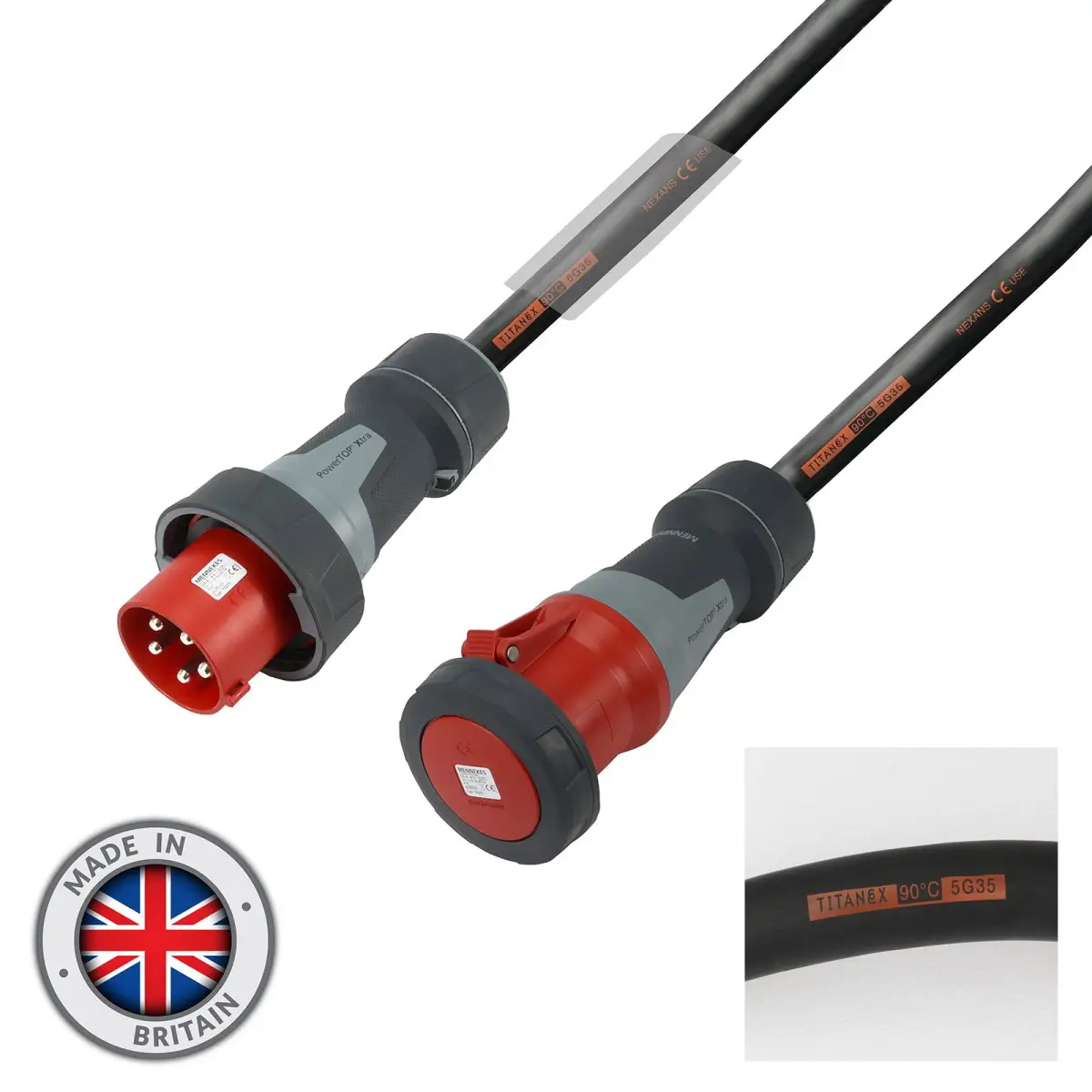 5m 125A Male - 125A Female 3PH 35mm 5C Cable Mennekes - CABL486M