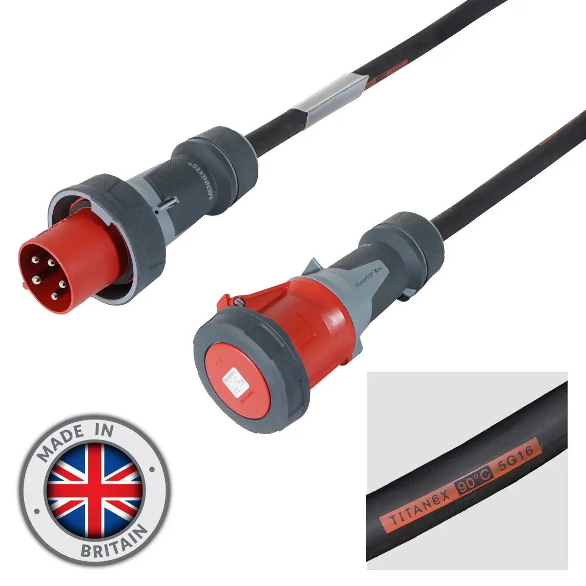 30m 63A Male - 63A Female 3PH 16mm 5C Cable Mennekes - CABL501M