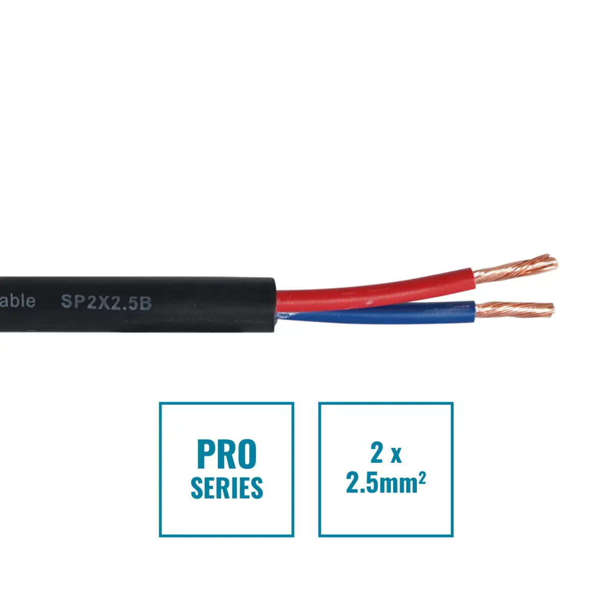 PRO 2 Core 2 x 2.5mm Speaker Cable SP2X2.5B 500m Drum Black - CABL615B