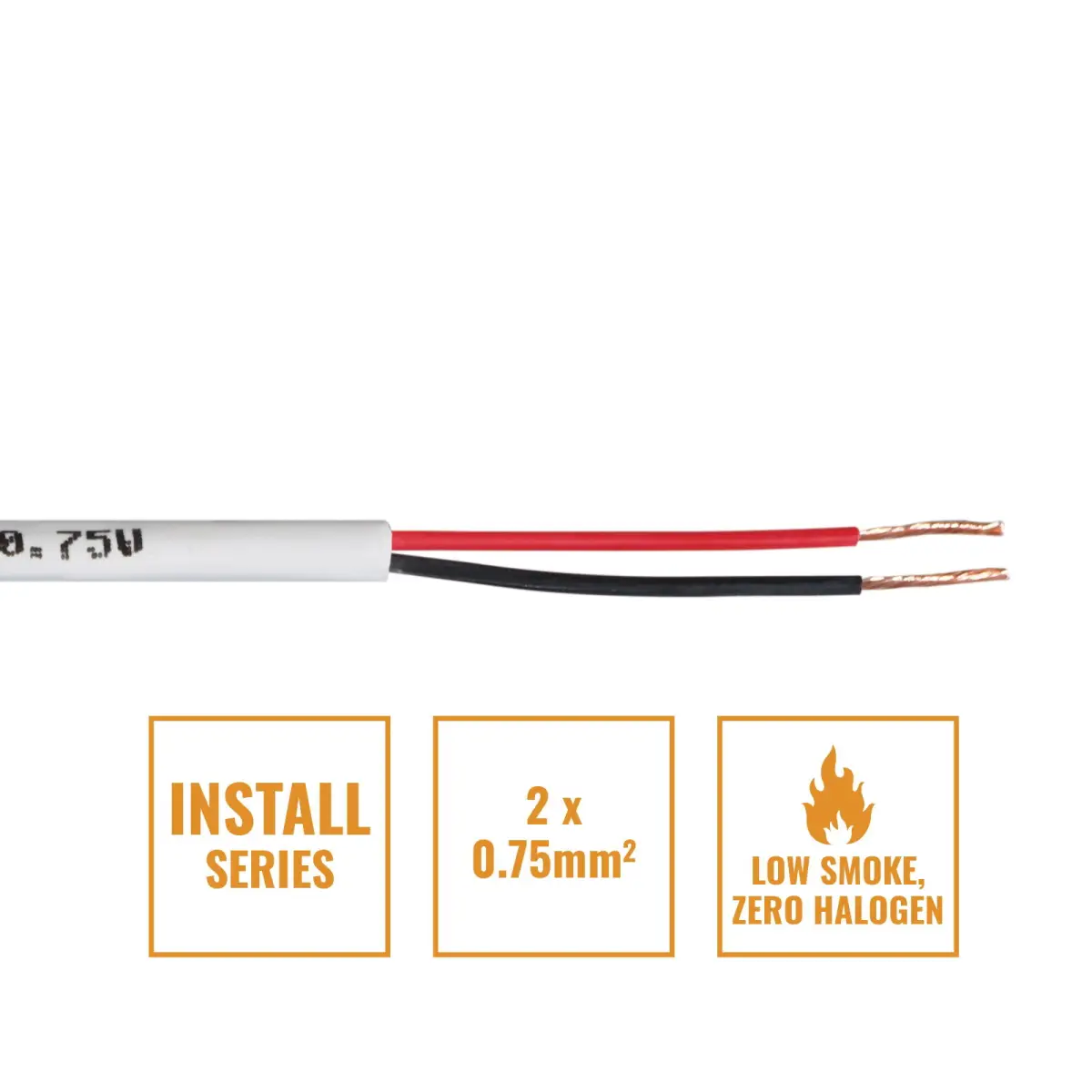 INSTALL LSZH 2 Core 2 x 0.75mm2 Speaker Cable SP2X0.75W 500m Drum White - CABL619B