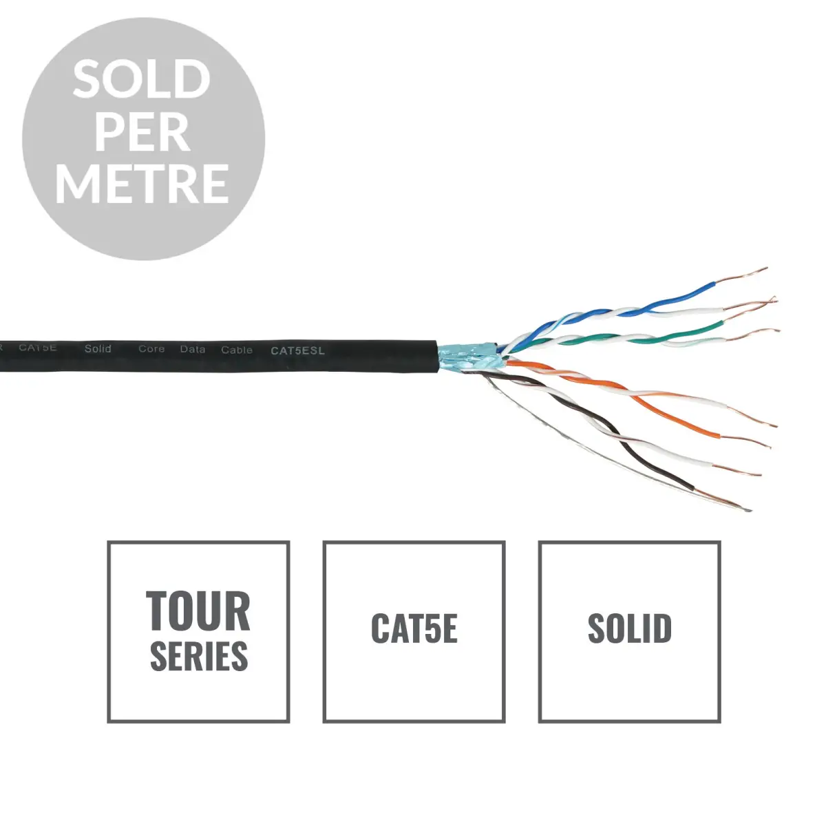 TOUR CAT5E Solid Core Data Cable CAT5ESL Cut Length - CABL621PM