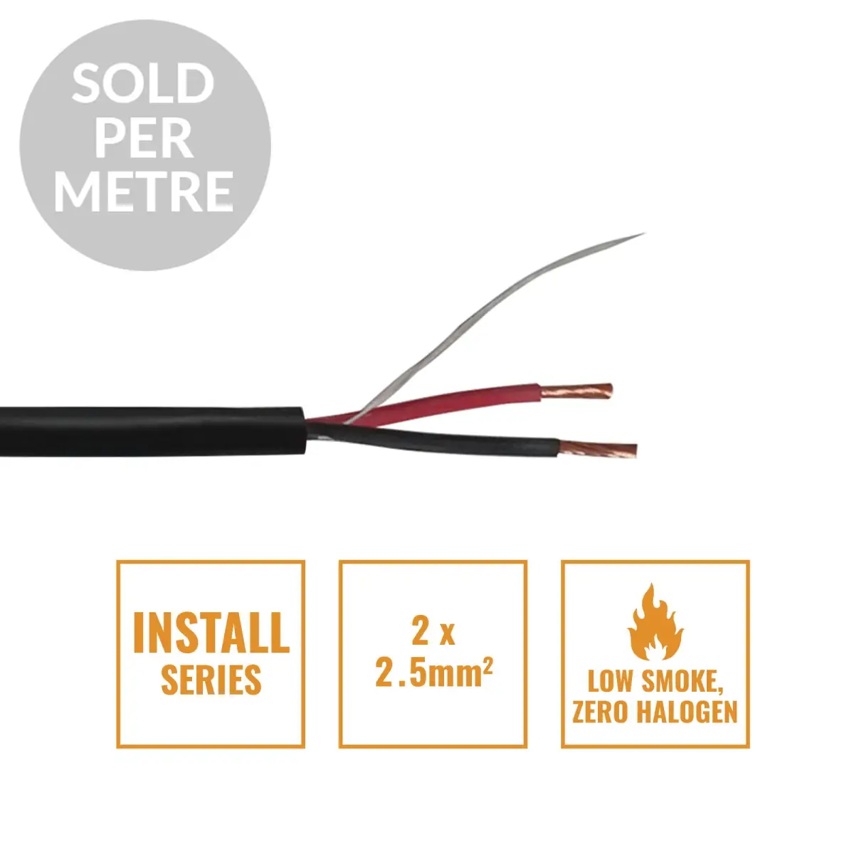 INSTALL LSZH 2 Core 2 x 2.5mm2 Speaker Cable SP2X2.5B Cut Length - CABL625PM