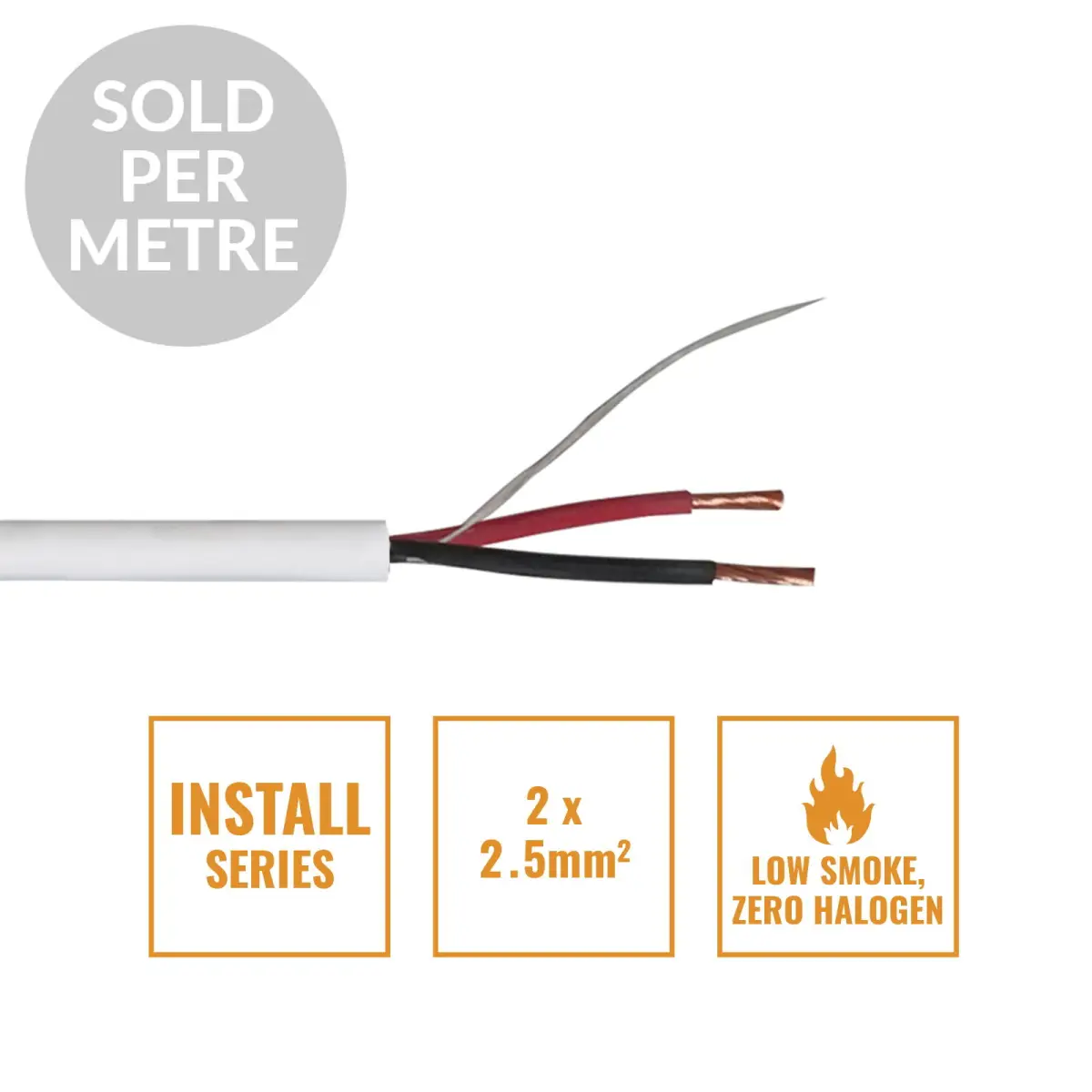 INSTALL LSZH 2 Core 2 x 2.5mm2 Speaker Cable SP2X2.5W Cut Length - CABL626PM