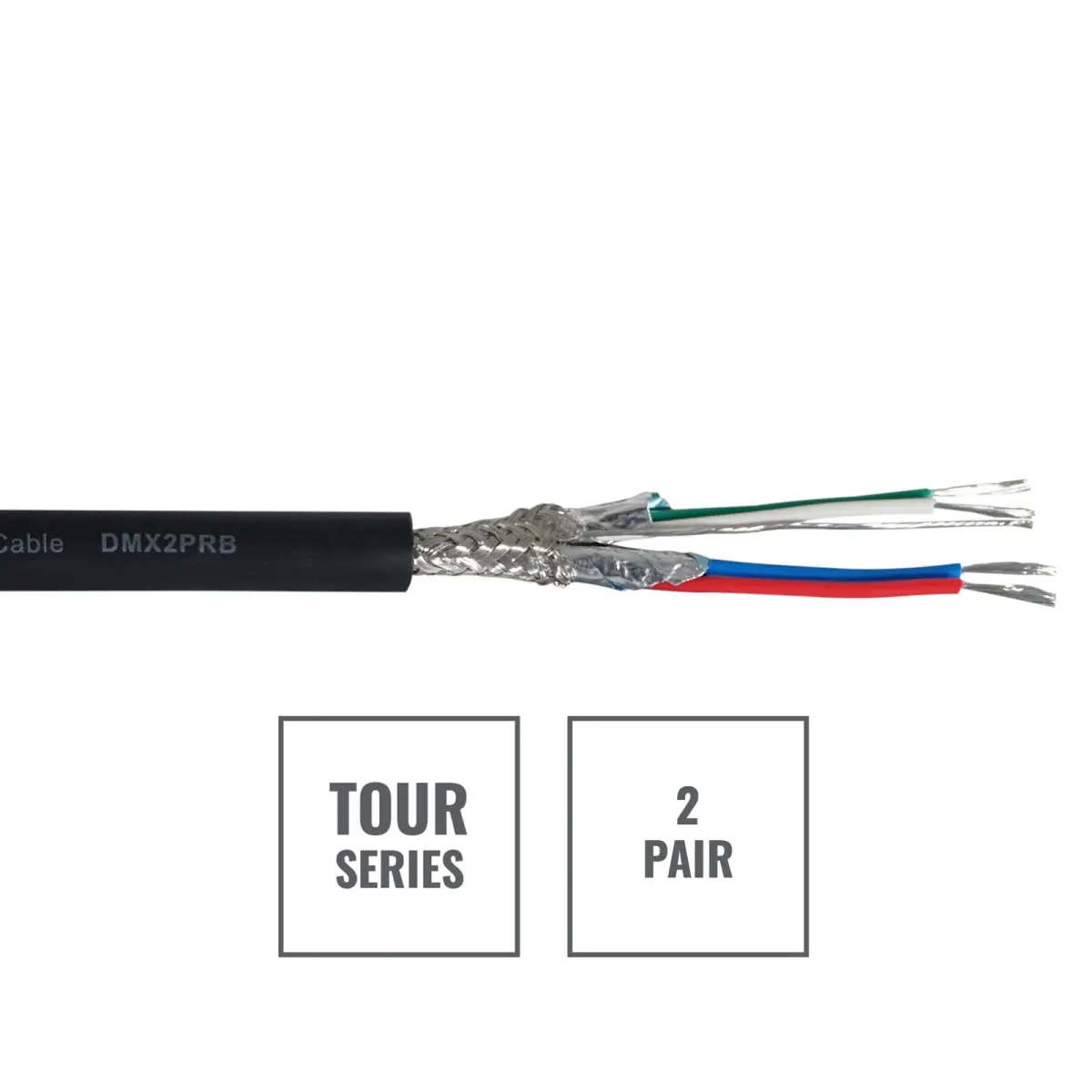 TOUR Screened 2 Pair DMX Cable DMX2PRB 500m Drum Black - CABL628B