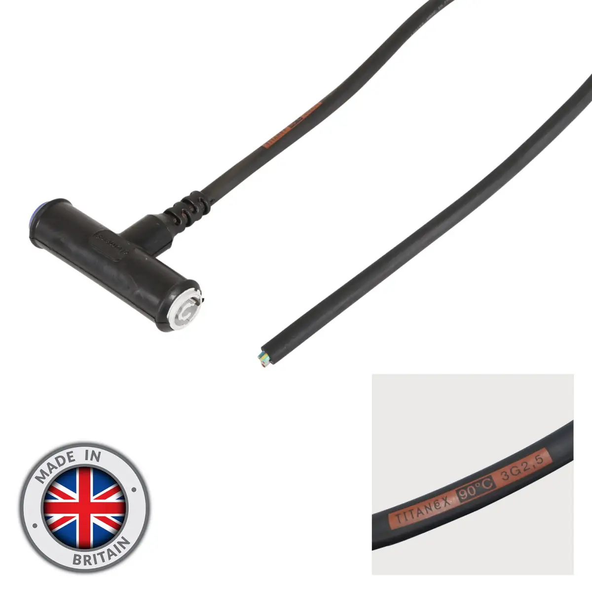 Moulded powerCON Tee to Bare Ends - 1m - CABL636