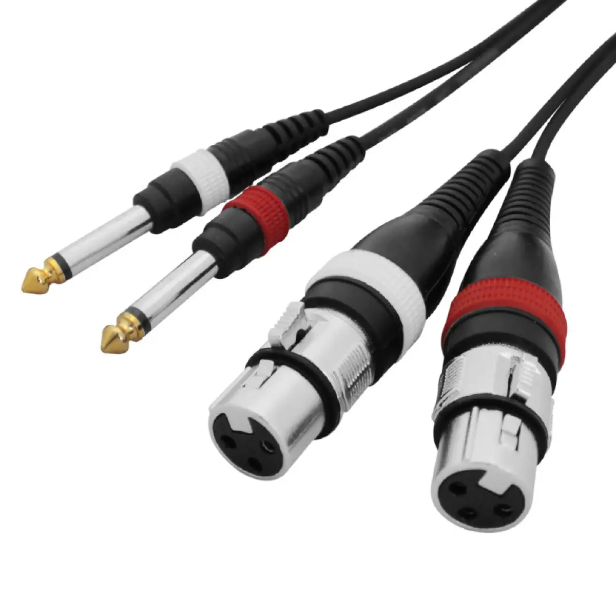 2m 2 x XLR Female - 2 x 6.35mm Mono Jack Cable - CABL66