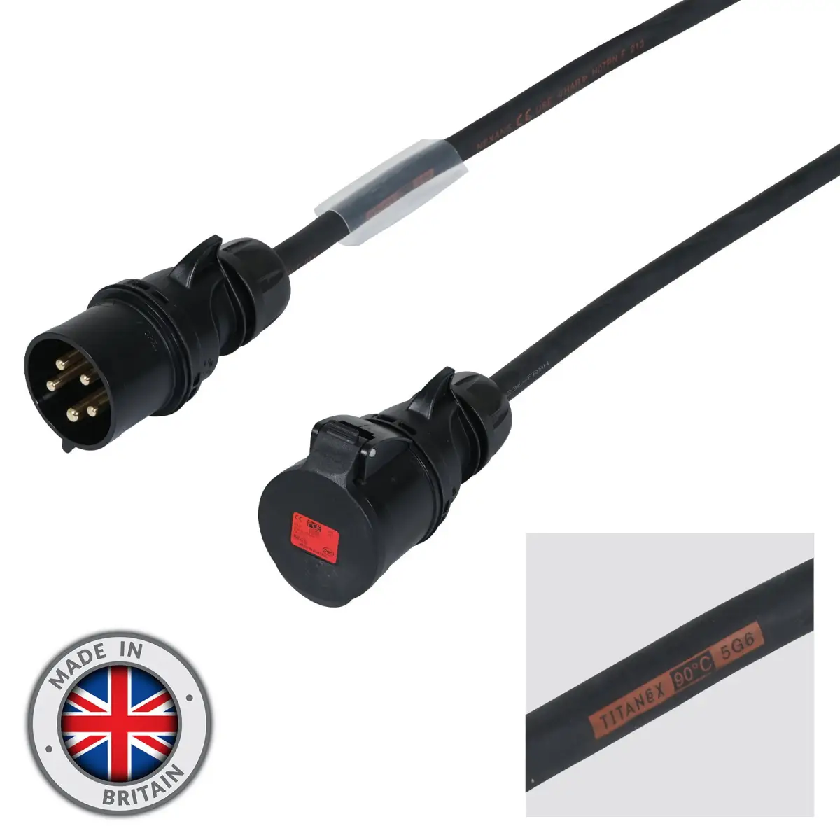 100m 32A Male - 32A Female 3PH 6mm 5C Cable - CABL753