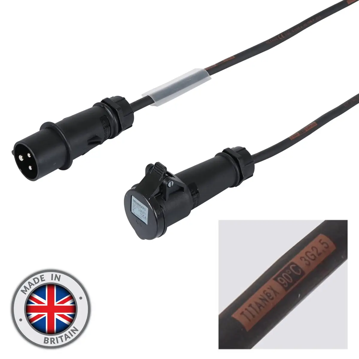 3m 2.5mm 16A Male โ 16A Female Cable Mennekes - CABL880M