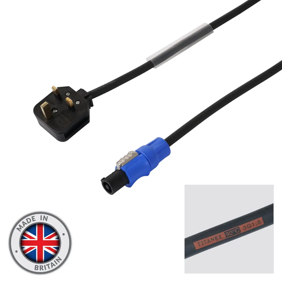 2m 1.5mm H07RN-F 13A Male โ Neutrik powerCON Cable - CABL910