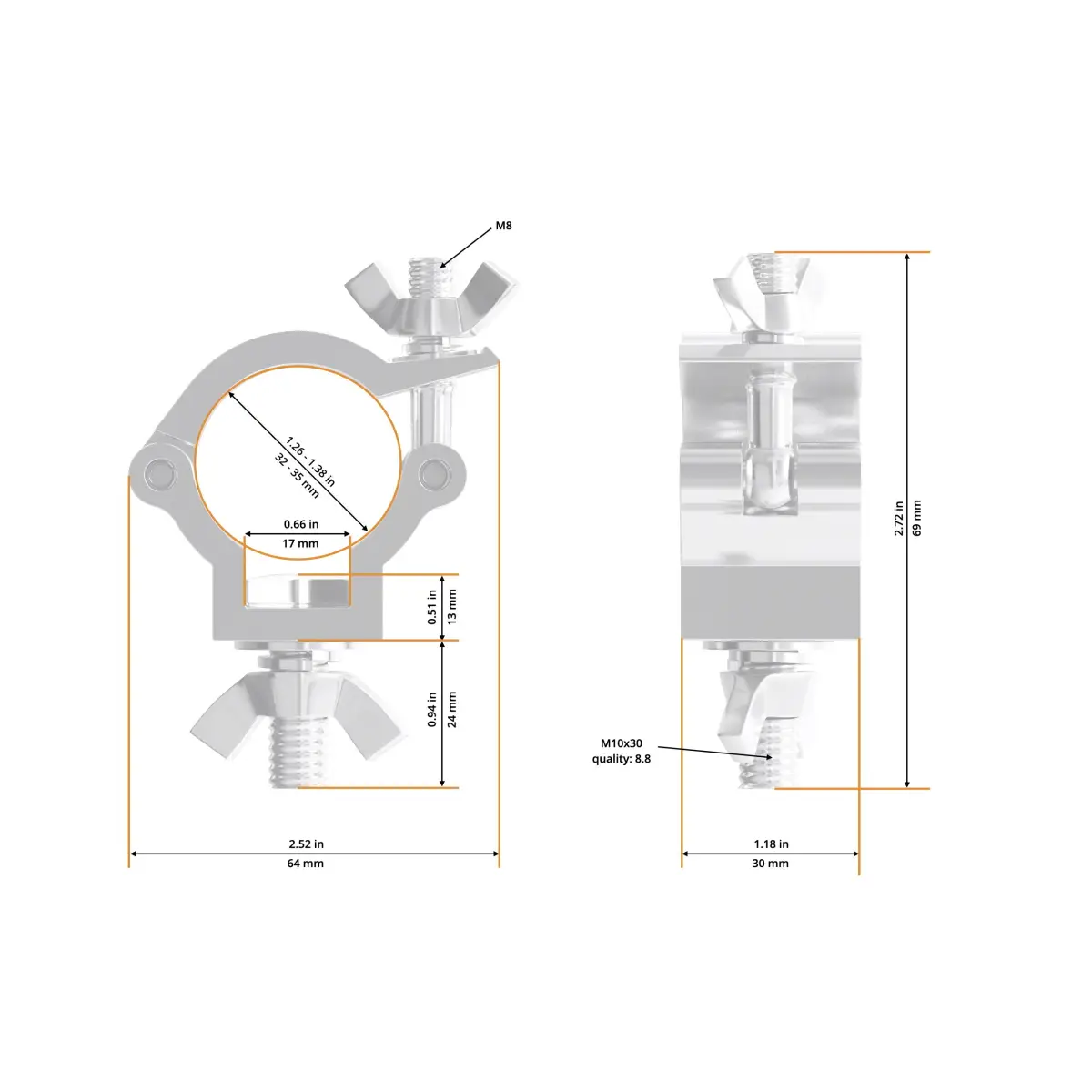 F24 Half Coupler (32-35mm) (5036-OD) Outdoor - CLAM11-OD