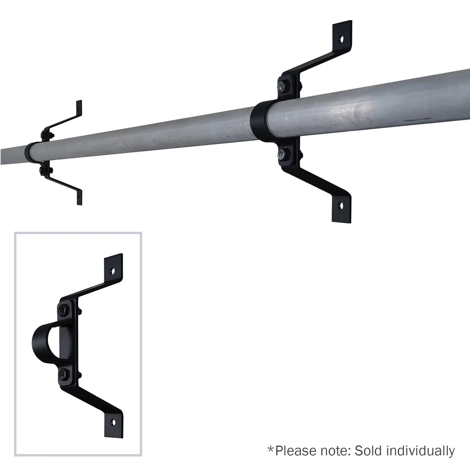 Pipe To Wall Bracket 100mm Black - Image 2