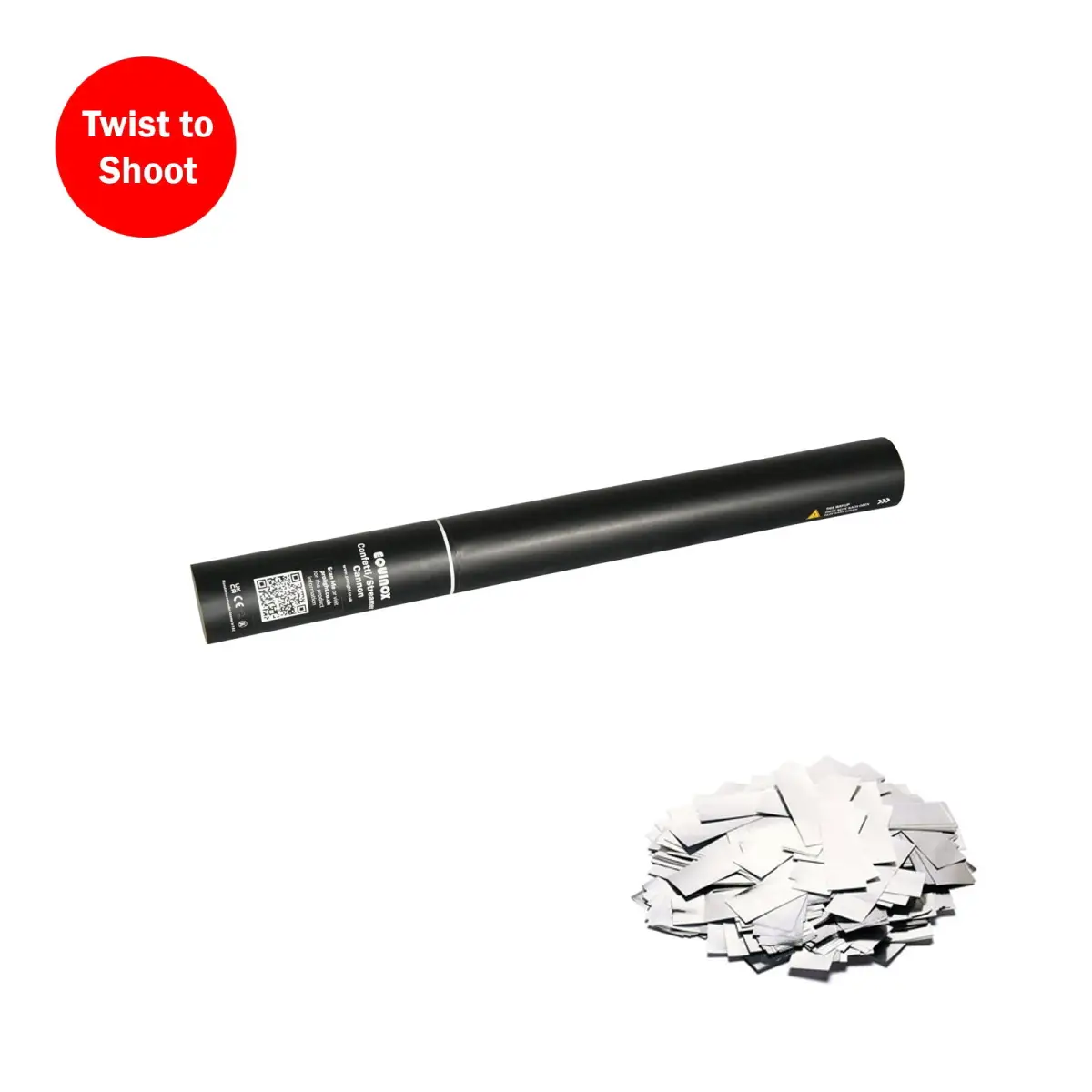 Handheld Confetti Cannon 50cm Silver Metallic - CONF50HHSI