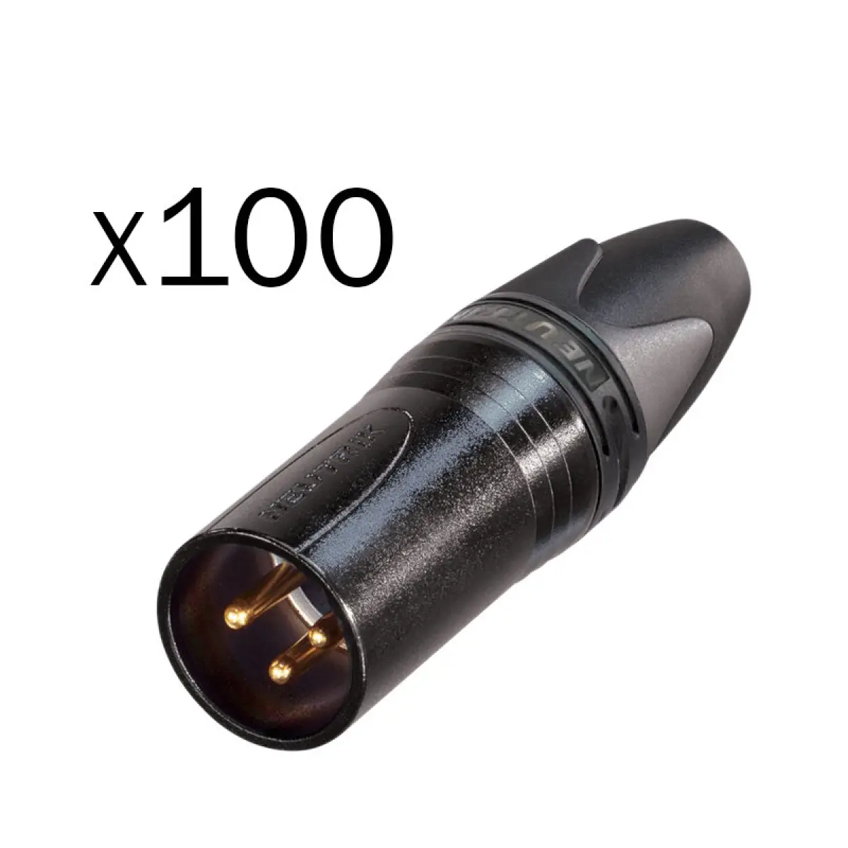 XLR 3-Pin Male Plug Black NC3MXX-BAG-D (Pack of 100) - CONN122B