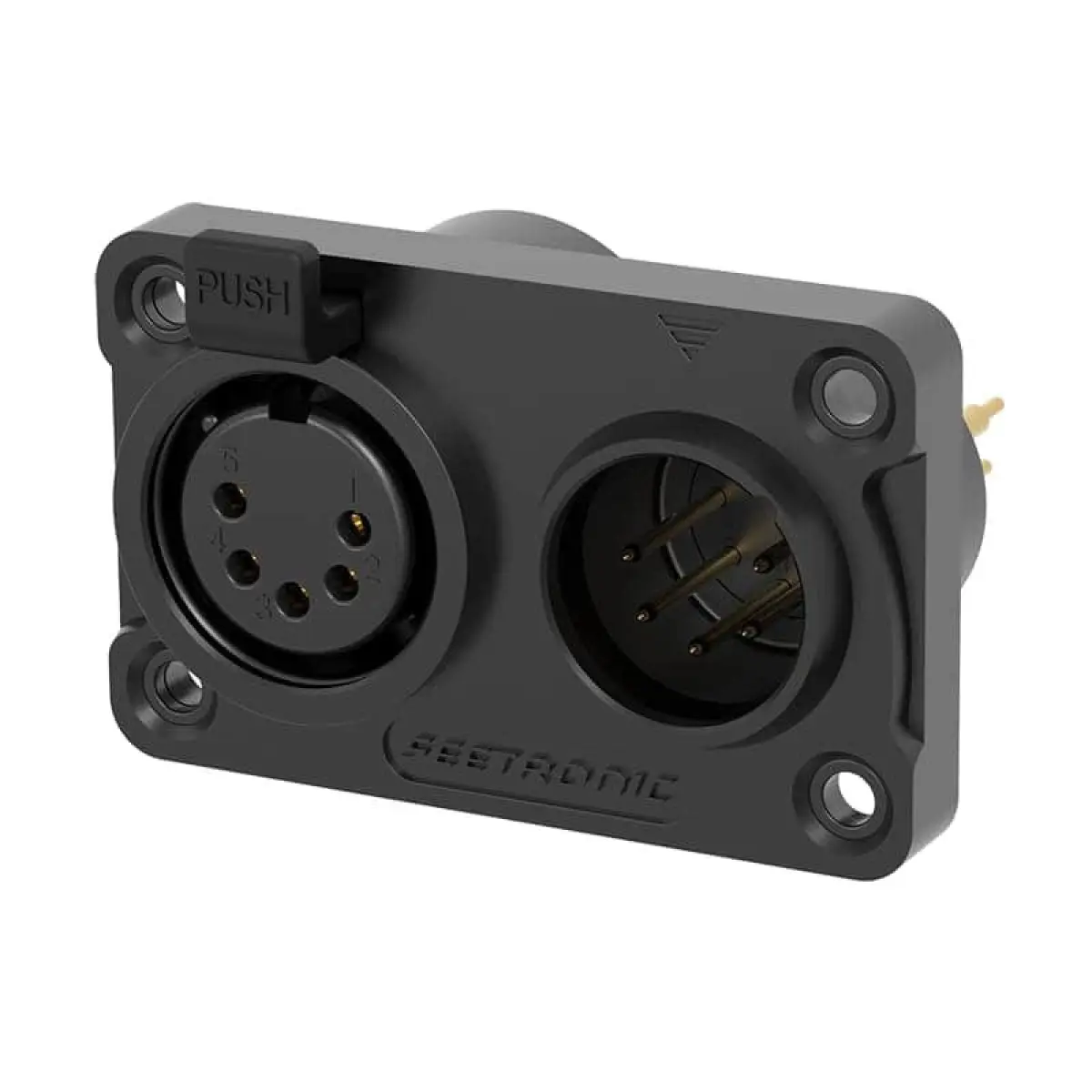 XLR IP65 5-Pin Chassis Male/Female Black C5F2C-W-B - CONN1524