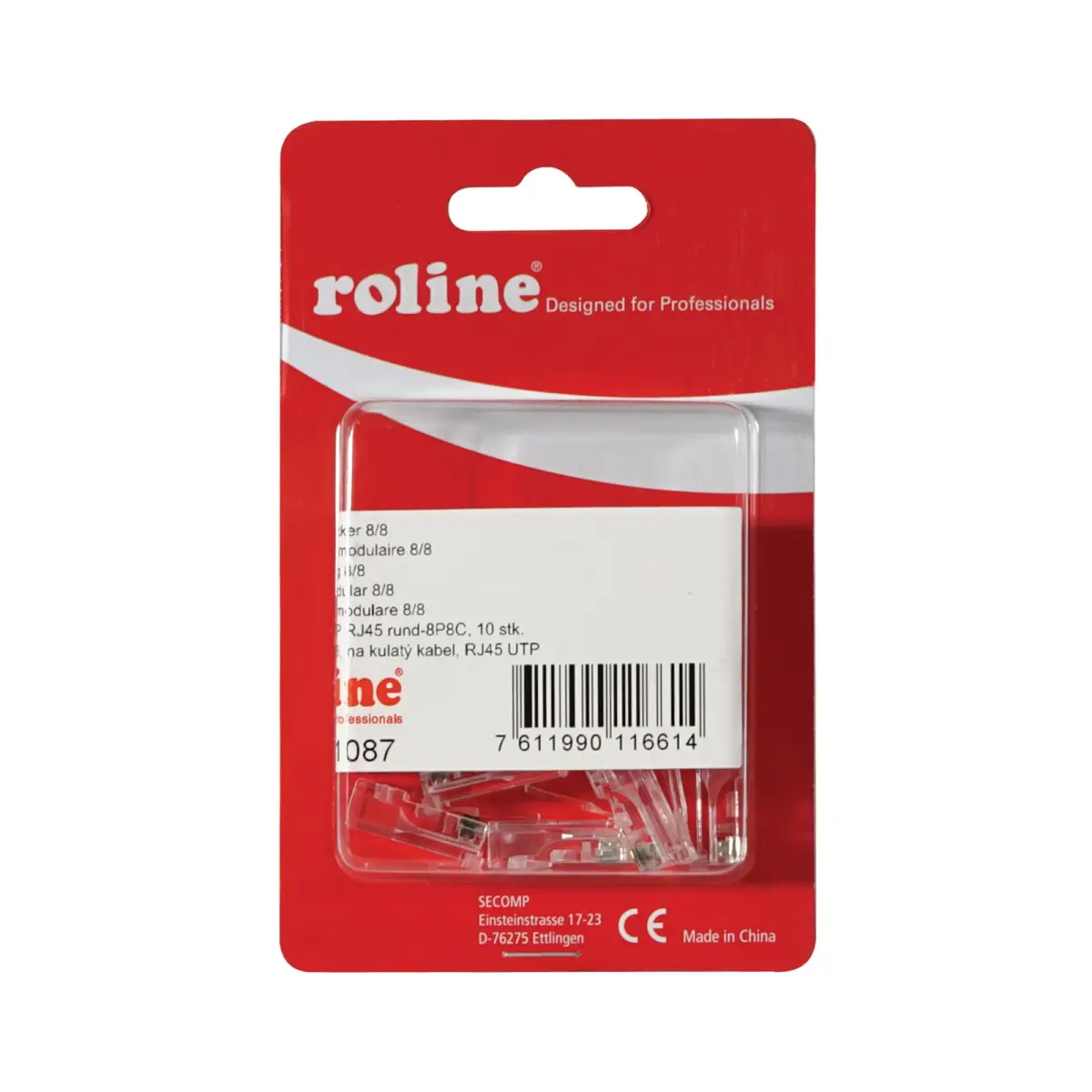 Modular RJ45 Plugs UTP 8P8C Unshielded 12.01.1087 (Pack of 10) - CONN218