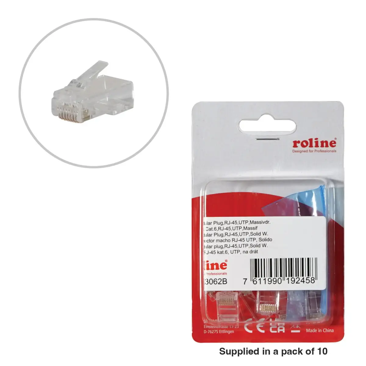 Modular RJ45 Plugs UTP 8P8C Unshielded 21.17.3062 (Pack of 10) - CONN219