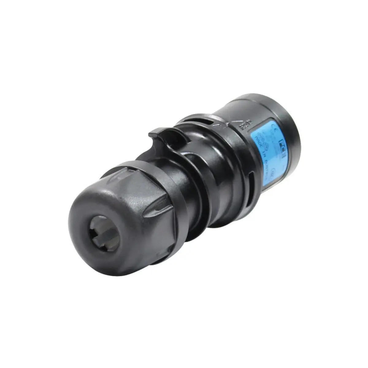 16A 230V 2P+E Black Plug (013-6X) - CONN32