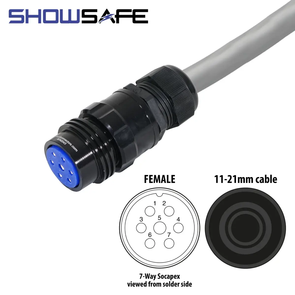 Socapex 7-Pin Line Female Socket 11-21mm - CONN404
