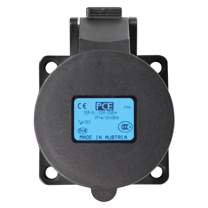 32A 230V 2P+E Black Panel Socket (323-6X) - CONN41