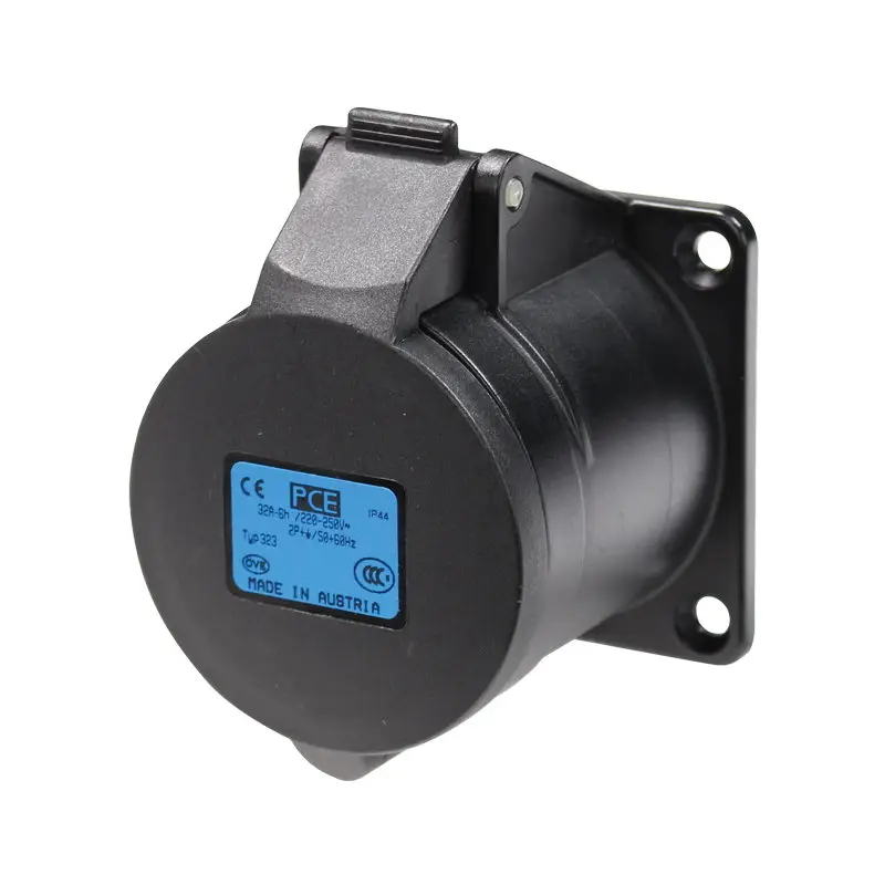 32A 230V 2P+E Black Panel Socket (323-6X) - Image 2