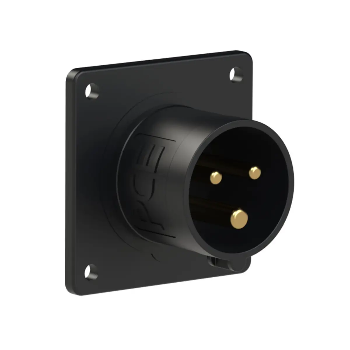 16A 230V 2P+E Panel Inlet Black (613-6x) - CONN490