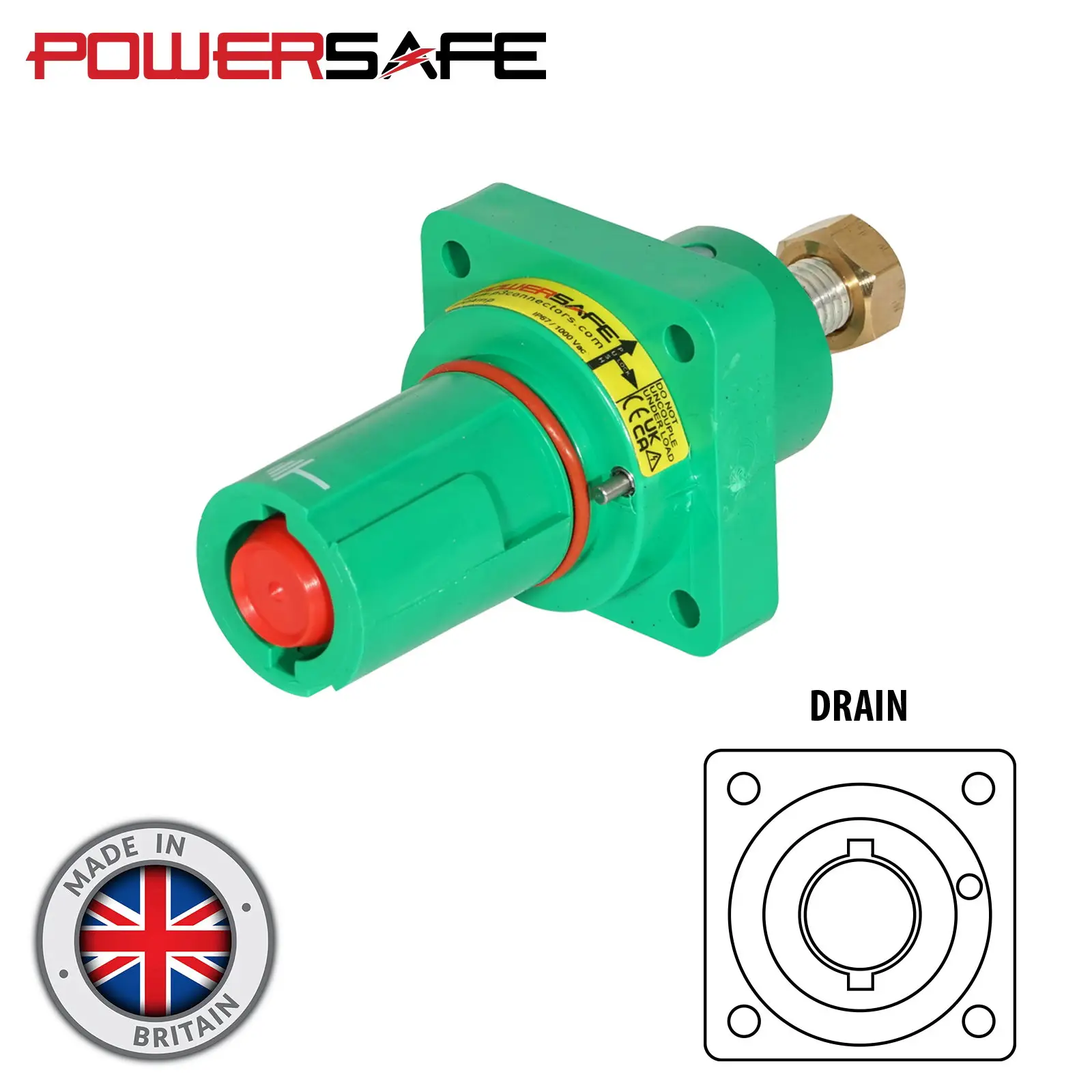 Powersafe 500A Panel Drain T5 Post Earth Green - Image 2
