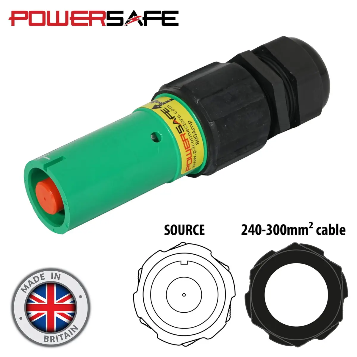 Powersafe 800A Line Source 240mm2 Earth Green - CONN625