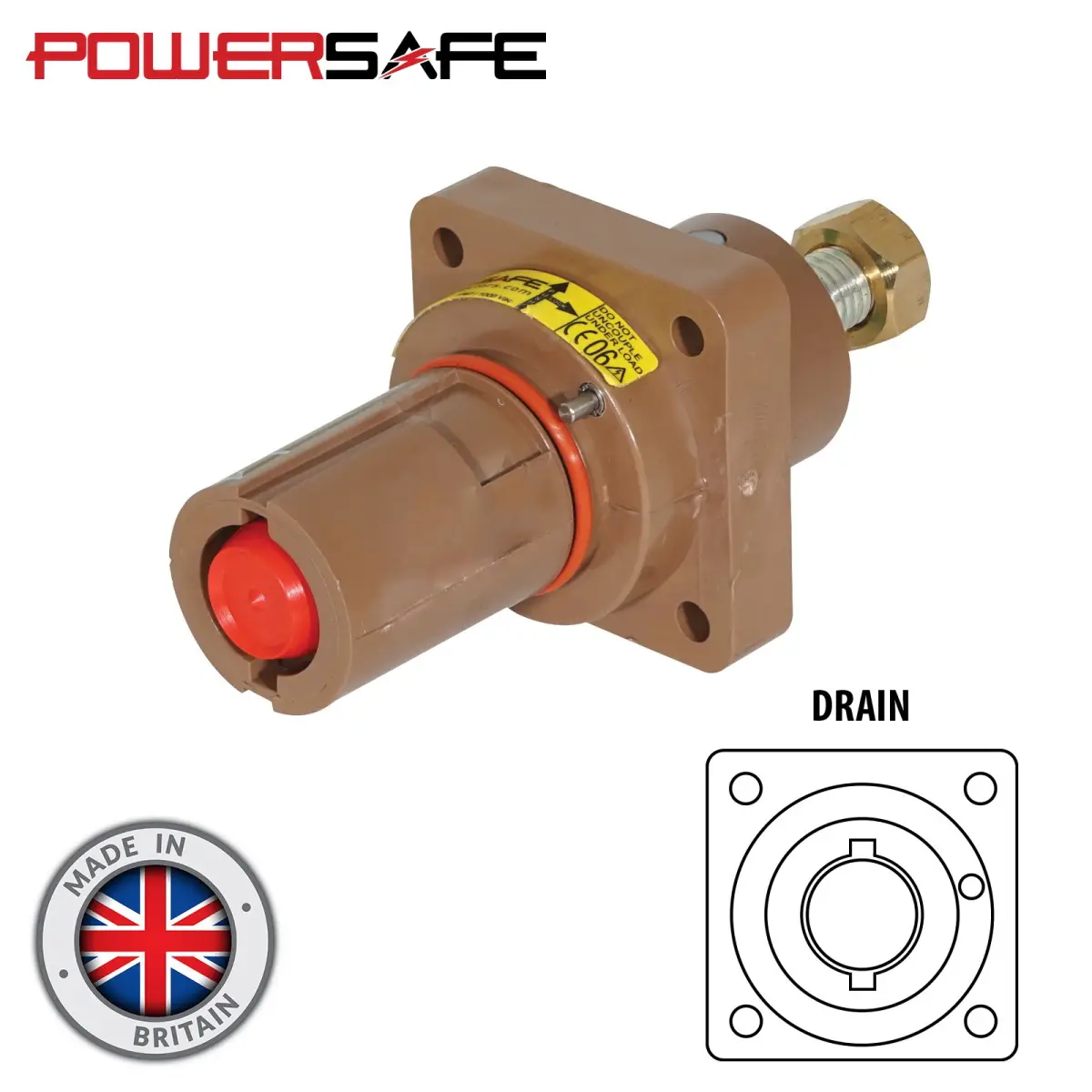 Powersafe 800A Panel Drain Female T8 Post L1 Brown - CONN632