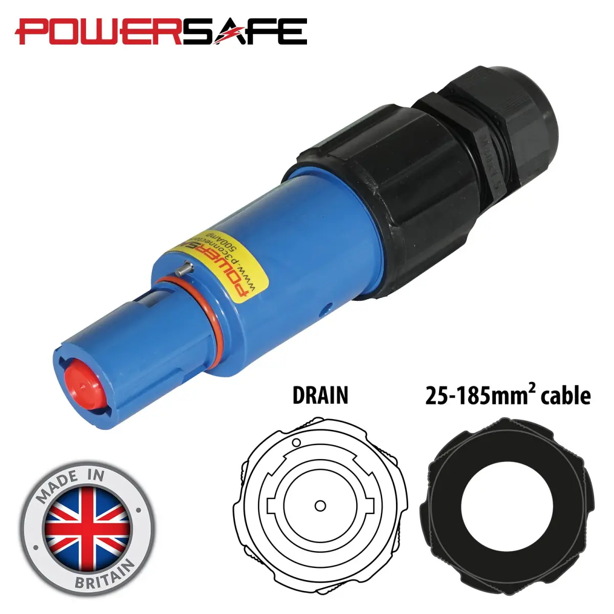 Powersafe 500A Line Drain 150mm2 Neutral Blue - CONN651