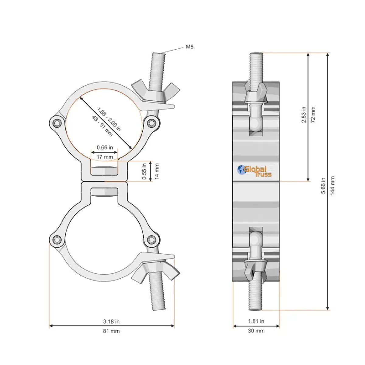 Narrow Swivel Coupler Black (5032-2B) - GL3011B